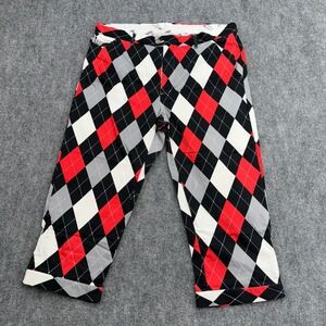 Royal Awesome‎ Pants Men 39x22 Golf Cropped Argyle Diamonds In the Rough *FADED*